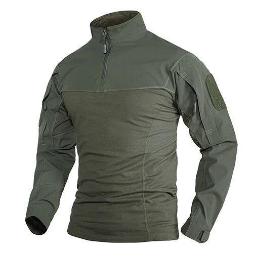 TACVASEN 1/4 Zipper Ripstops T-shirts With Zipper Pockets Mens Long Sleeve T-shirts Outdoor Hiking Tees Tops Pullover Workout