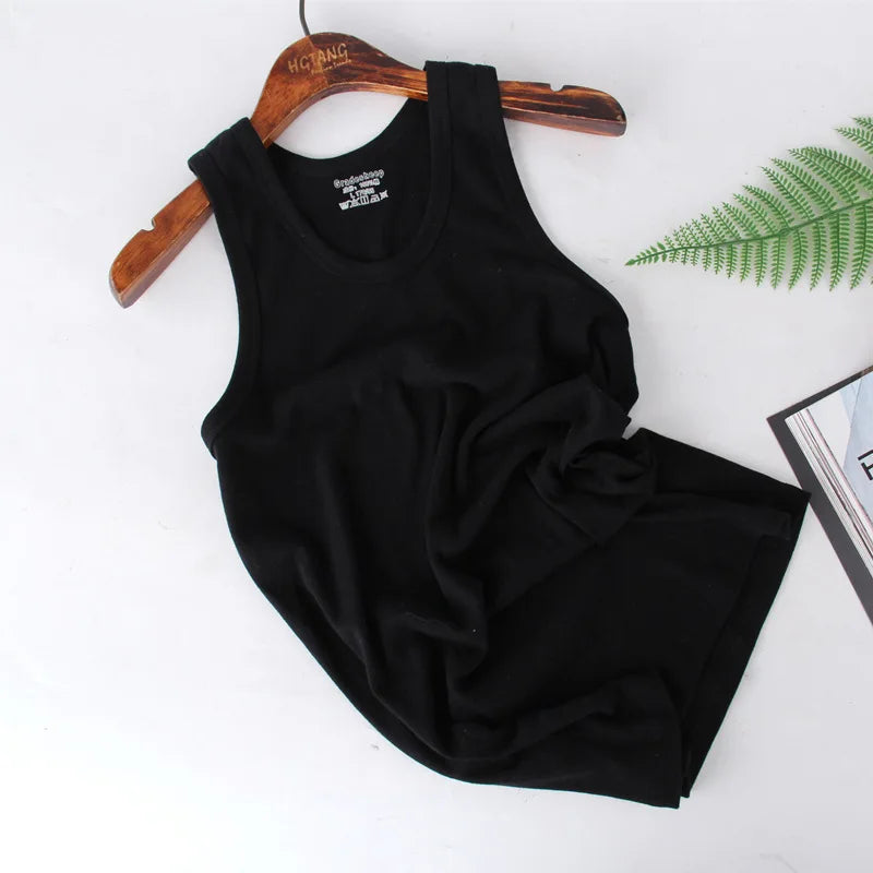 2026 New Men White Cotton Tank Top, Fitness Sexy Sleeveless Sport T-Shirt,Elegant Man Bottoming Tees Streetwear White Tanks Vest