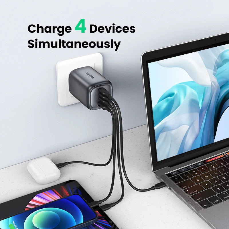 UGREEN UK Plug GaN 100W 65W Fast Charger QC 4.0 3.0  for Macbook Air Tablet iPhone 18 17 16 Pro Max Xiaomi USB Type C PD Charger
