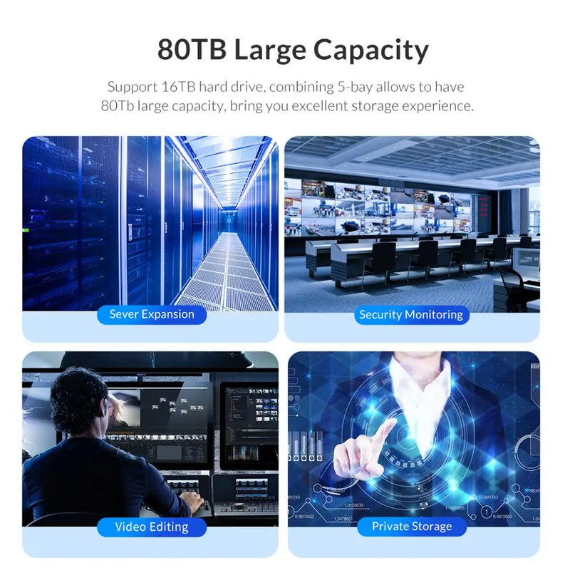 ORICO 35 Series 5 Bay HDD Docking Station With Dual Chip 150W Built-in Power Hard Drive Case for Altcoins Mining