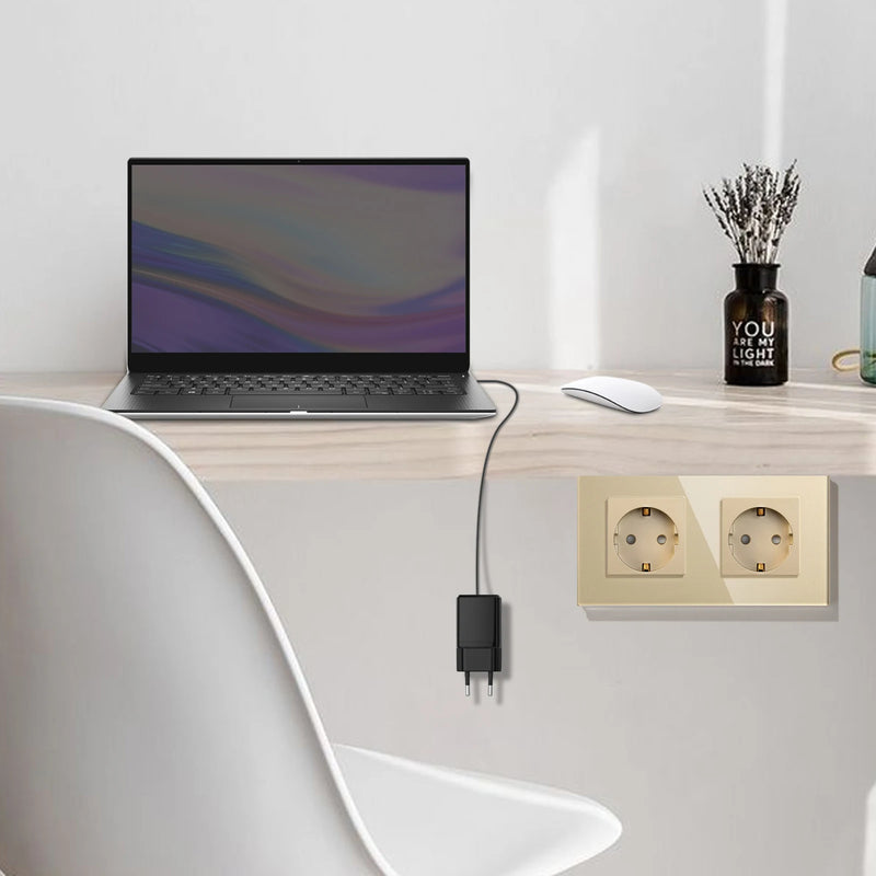 BSEED EU Wall Sockets Single Power Outlet Double Glass Frame USB Type-C Charge Ports Triple Socket Plugs Kids Protection 16A