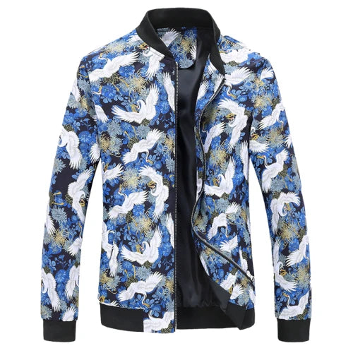 2026 New Baseball Collar Men's Long Sleeve Printed Jacket, Chinese Style Print Zipper Control Coat, Asian Size M-6XL.
