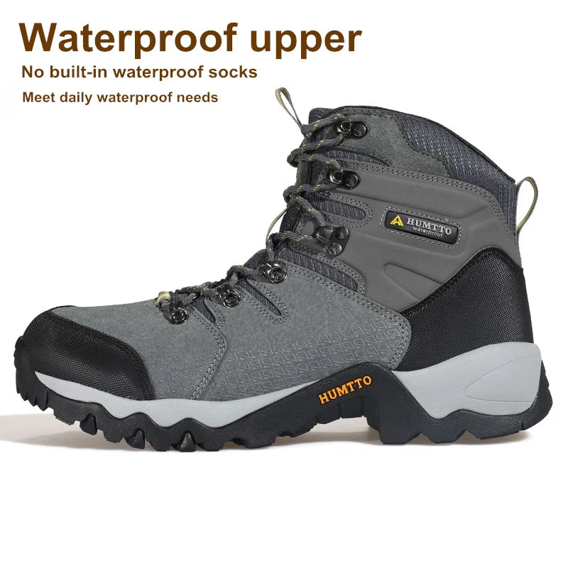 HUMTTO Hiking Boots Leather Waterproof Sneakers for Men 2021 Sport Hunting Climbing Trekking Shoes Breathable Outdoor Mens Shoes