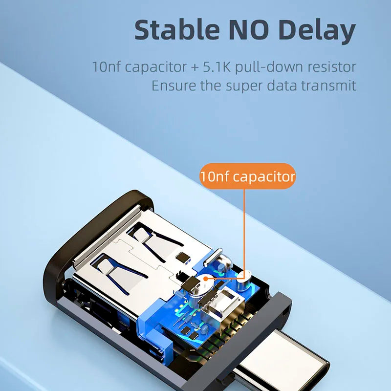 ឧបករណ៍ភ្ជាប់ OTG Essager USB Type C Type-C USB-C Male ទៅ USB 3.0 Female Converter សម្រាប់ Macbook Xiaomi Mi Samsung USBC OTG Connector