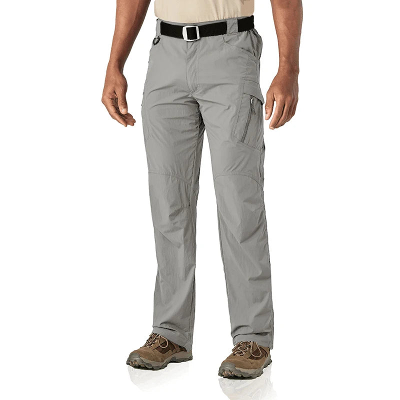 TACVASEN Summer Quick Dry Pants Men Stretch Fabric Cargo Pants Multi-Pockets Outdoor Trousers Lightweight Workout Hiking Pants