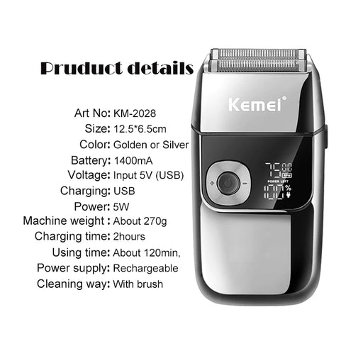 Kemei 2 in 1 Electric Shaver Men Electric Razor Rechargeable Beard Shaver Floating Hair Trimmer Face Care Beard Shaving Machine