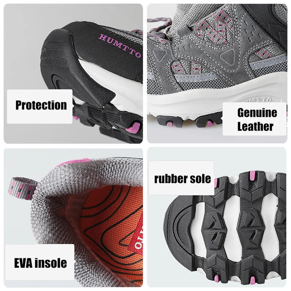 HUMTTO New Outdoor Women's Sneakers Hiking Shoes for Women 2021 Sport Climbing Female Shoes Leather Camping Trekking Boots Woman