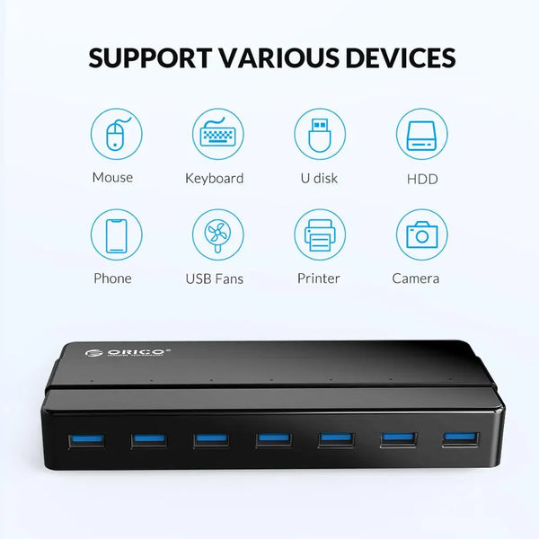 ORICO 4 7 Port USB 3.0 HUB with 12V Power Adapter USB Splitter OTG Adapter For Desktop Laptop PC Computer Accessories SuperSpeed