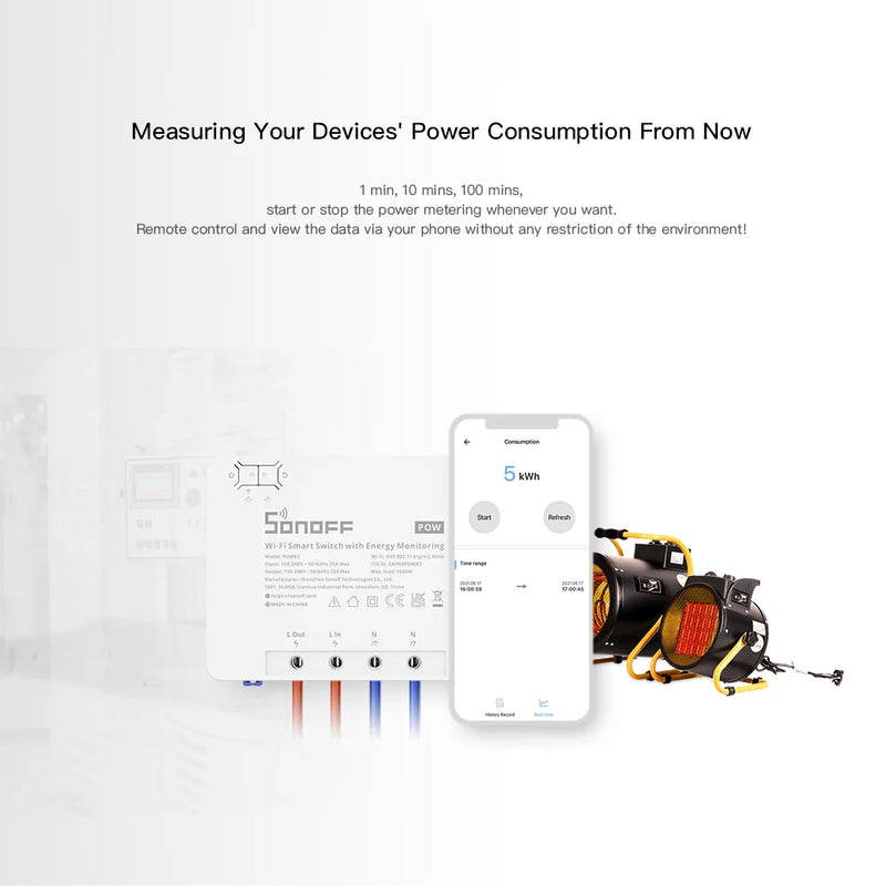 SONOFF POW R3 25A Power Metering WiFi Smart Switch Overload Protection Energy Saving Track on eWeLink Voice Control via Alexa