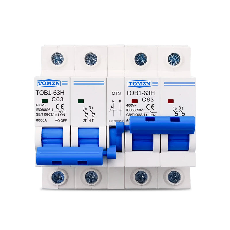 TOMZN 2P+2P MTS AC Dual Power Manual Transfer Switch Circuit Breaker MCB 50Hz/60Hz