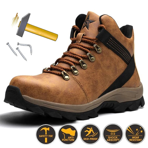Autumn Work Shoes CE Steel ToeCap Man Anti-Smashing Man Working Safety Boots For Men Black Comfortable Hiking Safety Sport Shoes