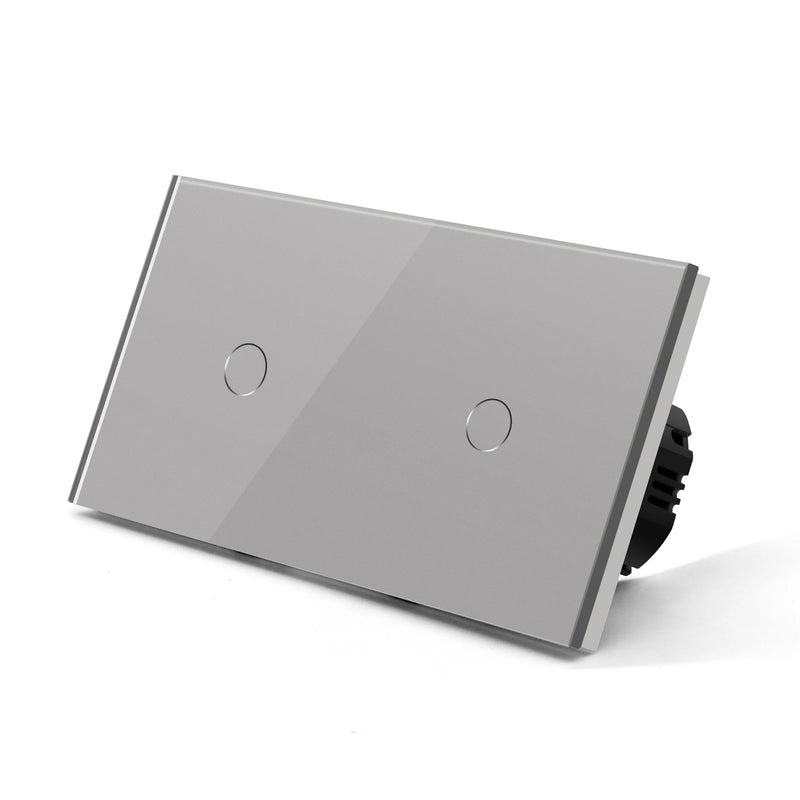 BSEED EU Double Wall Light Switches Touch Switch Wall Socket USB Type-C Charge Port Crystal Glass Panel Switch Blue Blacklight