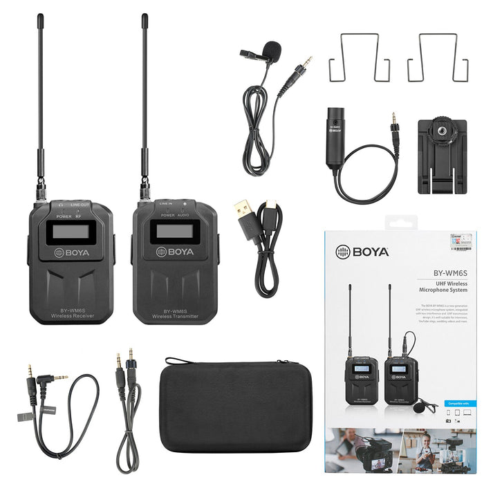BOYA BY-WM6S Omnidirectiona Wireless Lavalier Lapel Microphone for Camera Smartphone iphone PC Live Streaming Short Video