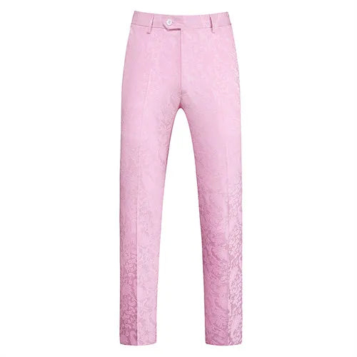 2026 New Men's White Rose Pattern Suit Pants, Business Office Trousers, Wedding Party Men Dress Pants Blue Pantalones Hombre