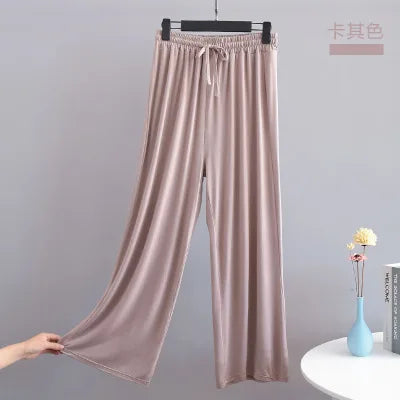 Spring Autumn Night Wear Lounge Pants Home Pajama Elastic Waist Sleepwear Pyjama Bottoms Loose Casual Women's Pijama Pant