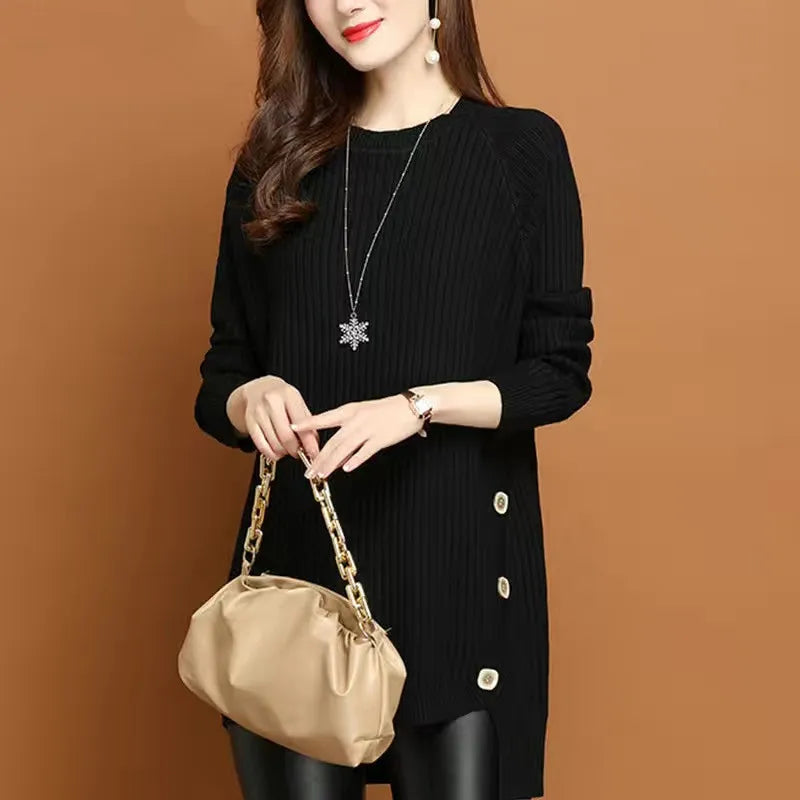 Fdfklak Spring Sweater 2026 New Women's Mid-Long Wild Loose Large-Size Autumn Winter Pullover Shirt Short Bottoming Dress
