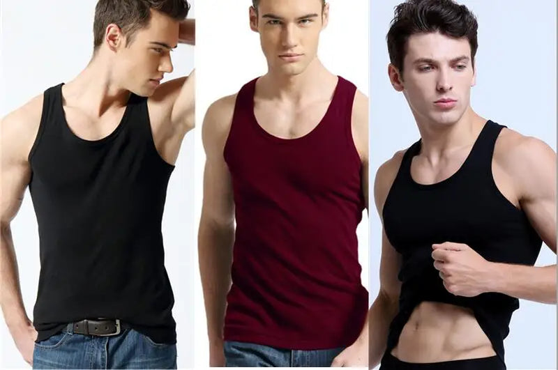 2026 New Men White Cotton Tank Top, Fitness Sexy Sleeveless Sport T-Shirt,Elegant Man Bottoming Tees Streetwear White Tanks Vest