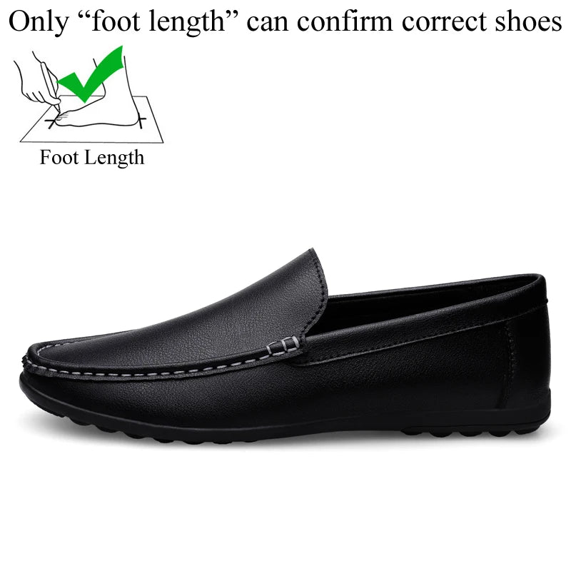 Spring Autumn Men's Casual Leather Shoes For Men Black White Solid Slip-On Plus Size Dropshipping 46 47