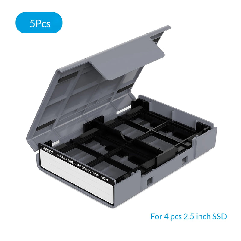 ORICO 3.5 Inch HDD ProtectIon Box 5 PCS Storage Box Multi-disk Storage for 2.5" M.2 SSD With label Design