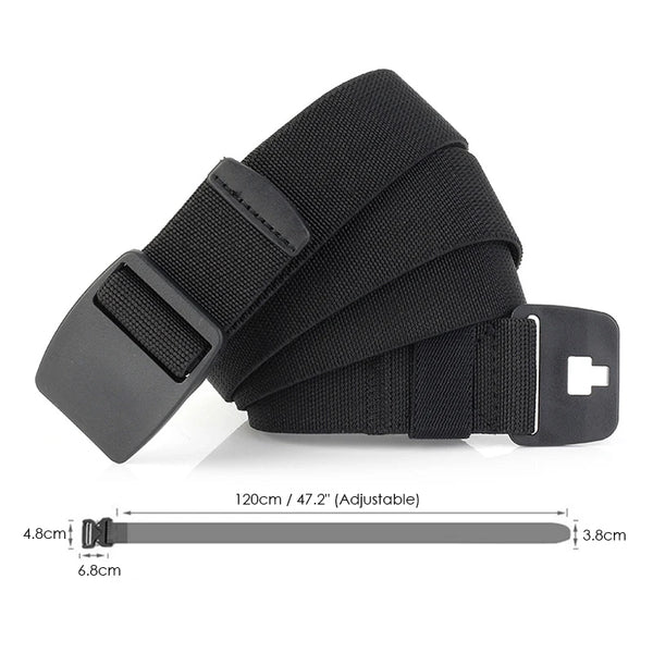 Metal-Free Stretch Belt High Quality Hard Nylon Quick Release Buckle Airport Working Belt Strong Nylon Unisex Elastic Belt Men