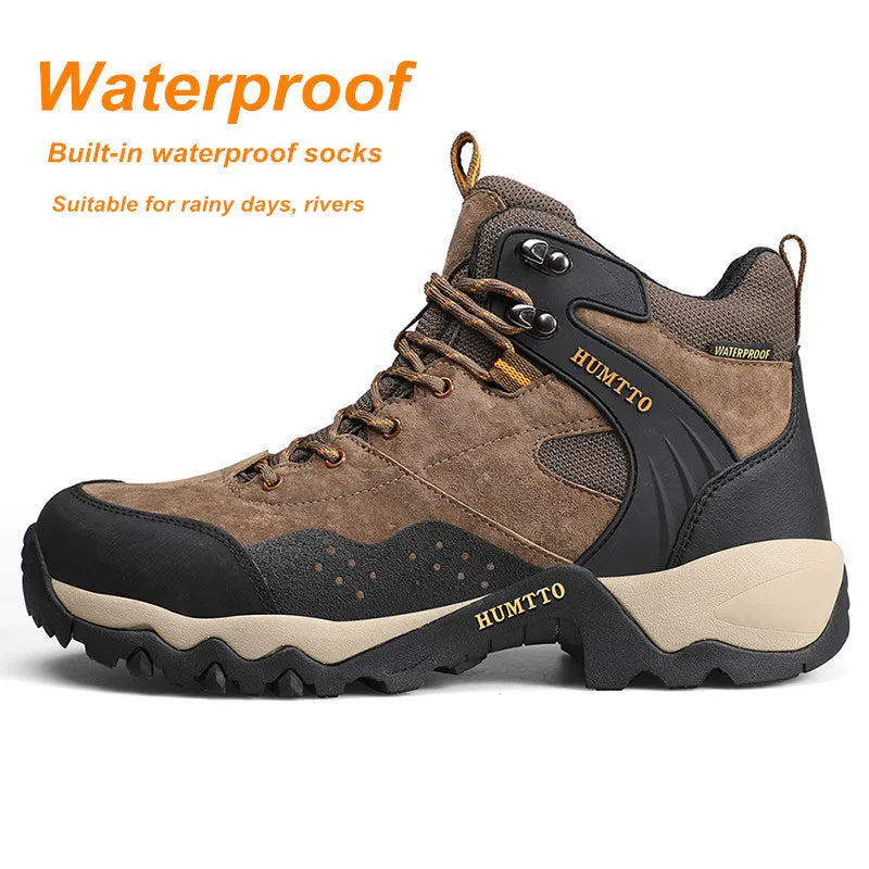 HUMTTO Hiking Boots Leather Waterproof Sneakers for Men 2021 Sport Hunting Climbing Trekking Shoes Breathable Outdoor Mens Shoes