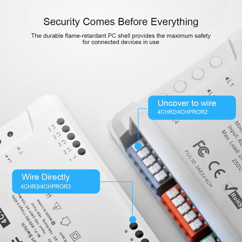 Sonoff 4CHR3 Smart Wifi Switch 4 Gang Smart Home Remote Control Light Switch Works with Alexa Google Home eWeLink APP