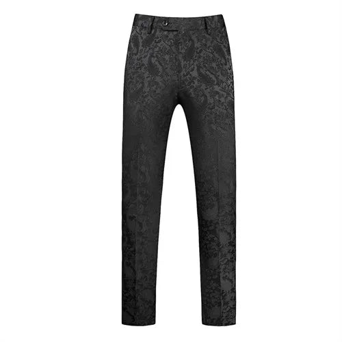 2026 New Men's White Rose Pattern Suit Pants, Business Office Trousers, Wedding Party Men Dress Pants Blue Pantalones Hombre