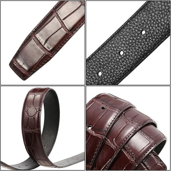 VATLTY Fashion Leather Belt Without Buckle for Men 35mm Natural Cowhide Trouser Belt Black Brown 130cm Belt Male Gifts