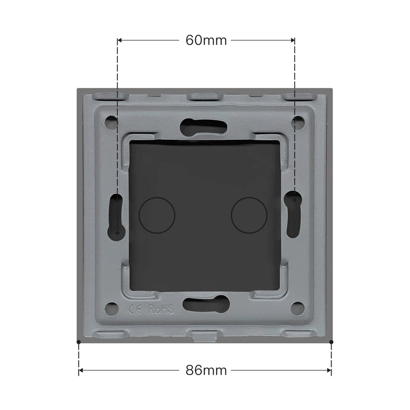 BSEED EU Standard Crystal Glass Panel 86mm For Touch Switches 1/2/3Gang With Metal Frame Wall Light Switch Function Part Only