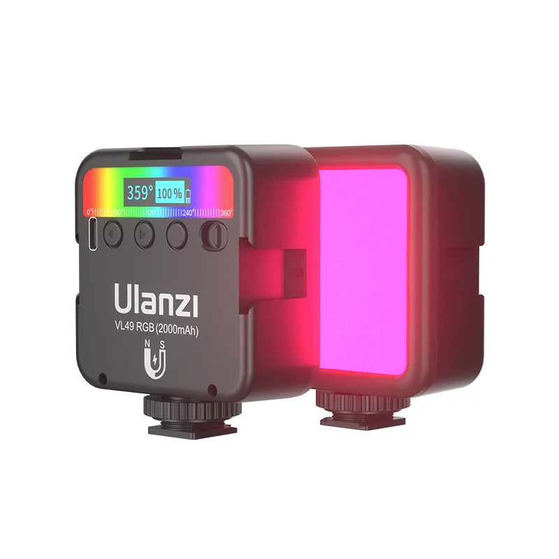 ភ្លើងវីដេអូ Ulanzi VL49 RGB Mini LED 2000mAh 2500K-9000K ភ្លើងថតរូបចល័ត Vlog បំពេញពន្លឺសម្រាប់កាមេរ៉ា DSLR SLR