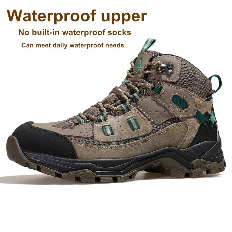 HUMTTO Hiking Boots Leather Waterproof Sneakers for Men 2021 Sport Hunting Climbing Trekking Shoes Breathable Outdoor Mens Shoes