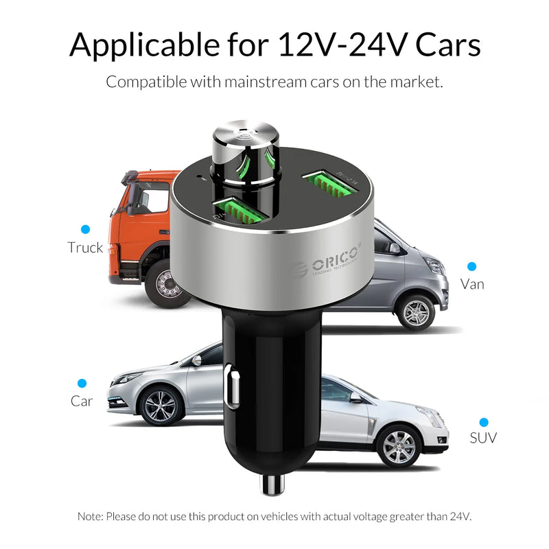 ORICO Dual USB Car Charger Car Cigarette Lighter Charger with U-disk TF Card Reader for Mobile Phone Tablet GPS