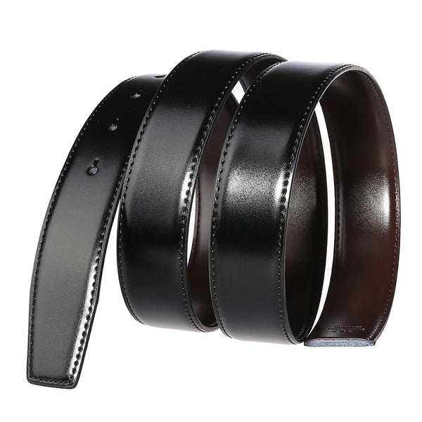 VATLTY 34mm Leather Belt Without Buckle for Men Natural Cowhide 130cm Trouser Belt Casual Brown Reversible Belt Girdles Male