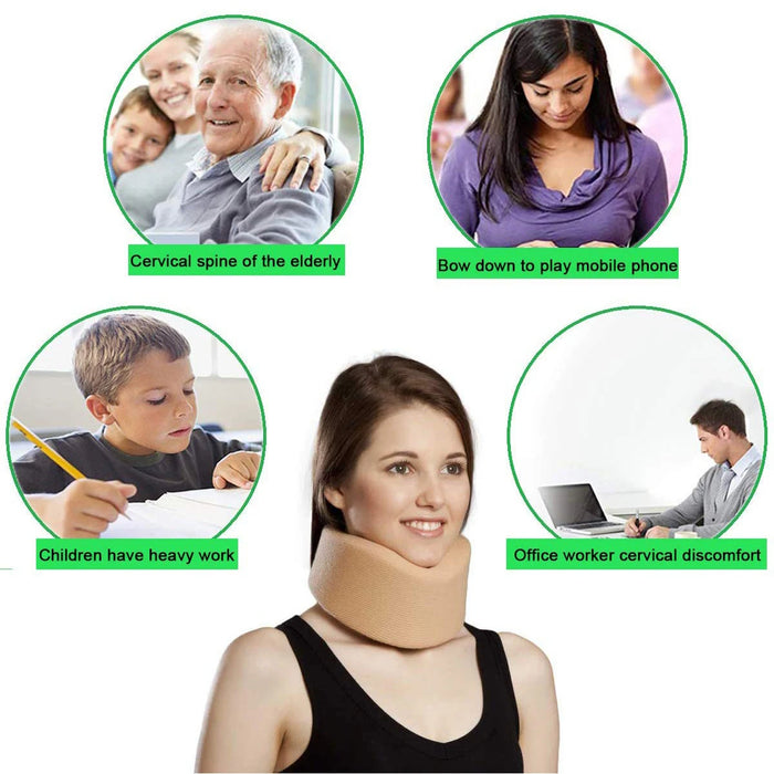 Neck Brace Foam Cervical Collar Adjustable Soft Support Collar for Men, Women and Sleeping, Relieves Pain and Pressure in Spine