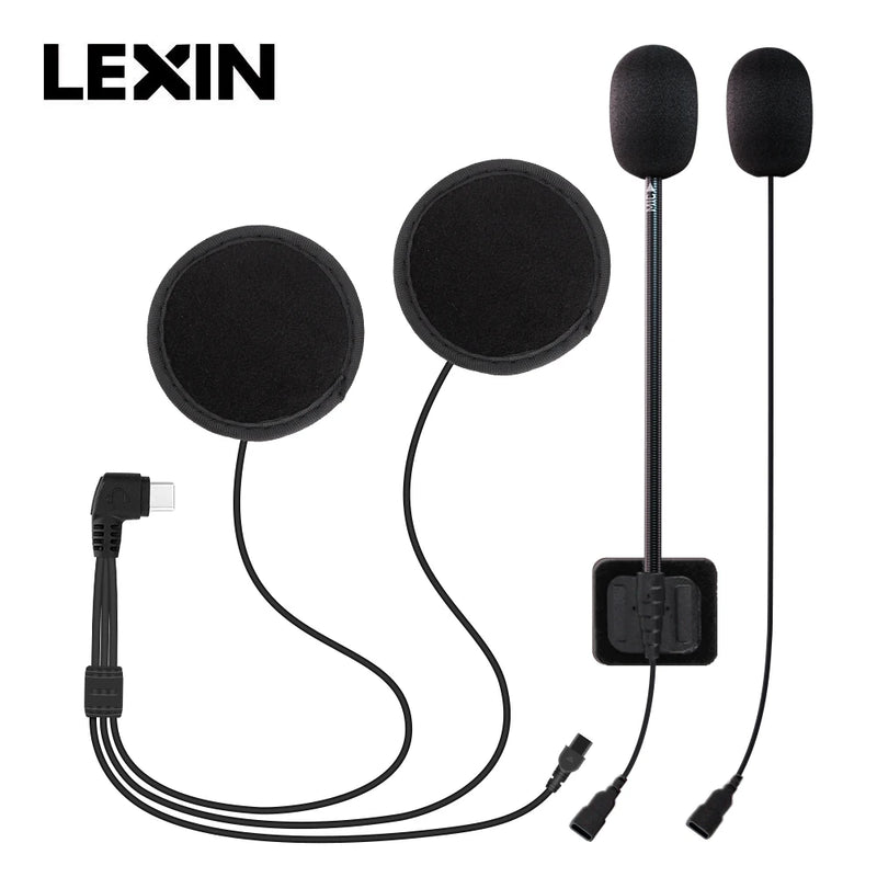 LEXIN LX-B4FM-X Intercom Headset&Clip Set for Full/Half Helmet with High Quality and Loud Sound Bluetooth Headphone Jack Plug