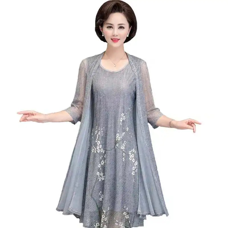 ឈុតរ៉ូបរដូវក្តៅ 2 ដុំ ធ្វើពីកប្បាស លីនីន សម្រាប់ស្ត្រី ទំហំ 3XL 4XL 5XL រ៉ូបមីឌី សម្រាប់ពិធីជប់លៀង រ៉ូបបែបវីនថេច ឆើតឆាយ