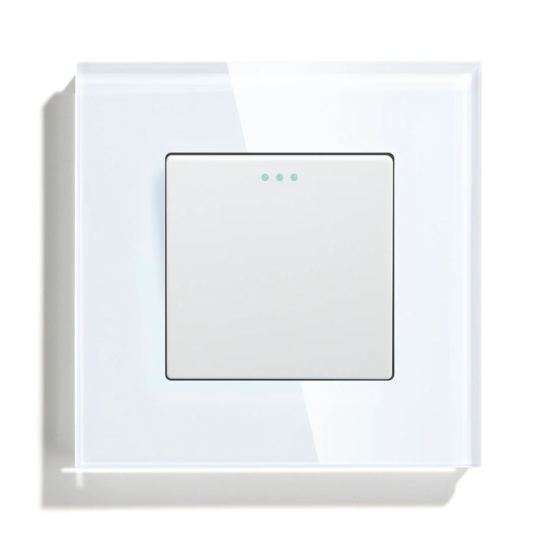BSEED Mechanical Wall Light Switch Button 1/2/3Gang 1Way Crystal Glass Panel Power Switch On Off 250V White Black