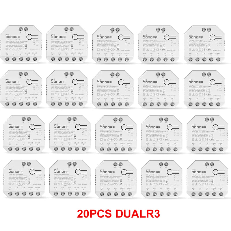 SONOFF DUALR3 Dual Relay Module DIY MINI Power Metering Smart Switch 1-20PCS Two Way Smart Home Control via eWeLink Alexa Google