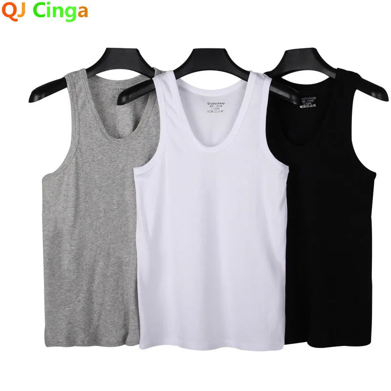 2026 New Men White Cotton Tank Top, Fitness Sexy Sleeveless Sport T-Shirt,Elegant Man Bottoming Tees Streetwear White Tanks Vest