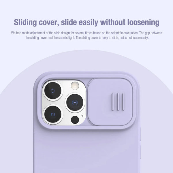For iPhone 14 Pro Max Magnetic Case NILLKIN CamShield Silky Liquid Silicone Slide Camera Protection Cover For iPhone 15 /13 Pro