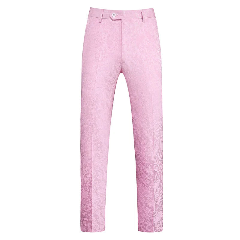 2026 New Men's White Rose Pattern Suit Pants, Business Office Trousers, Wedding Party Men Dress Pants Blue Pantalones Hombre