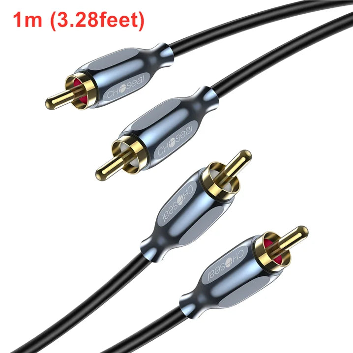 ខ្សែ Choseal RCA ខ្សែអាដាប់ទ័រ RCA AUX ទំហំ 3.5 ម.ម, ខ្សែអូឌីយ៉ូស្តេរ៉េអូ Y Splitter រចនាឡើងសម្រាប់ភ្ជាប់ចុះក្រោម និងស្រោបដោយមាសពីរស្រទាប់