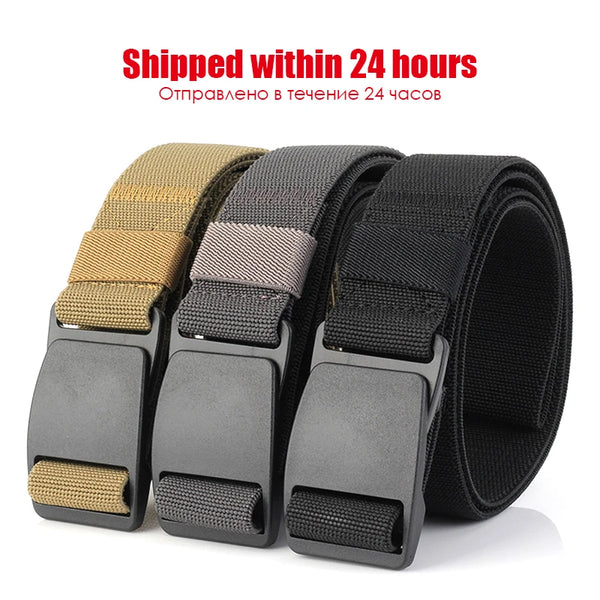 Metal-Free Stretch Belt High Quality Hard Nylon Quick Release Buckle Airport Working Belt Strong Nylon Unisex Elastic Belt Men