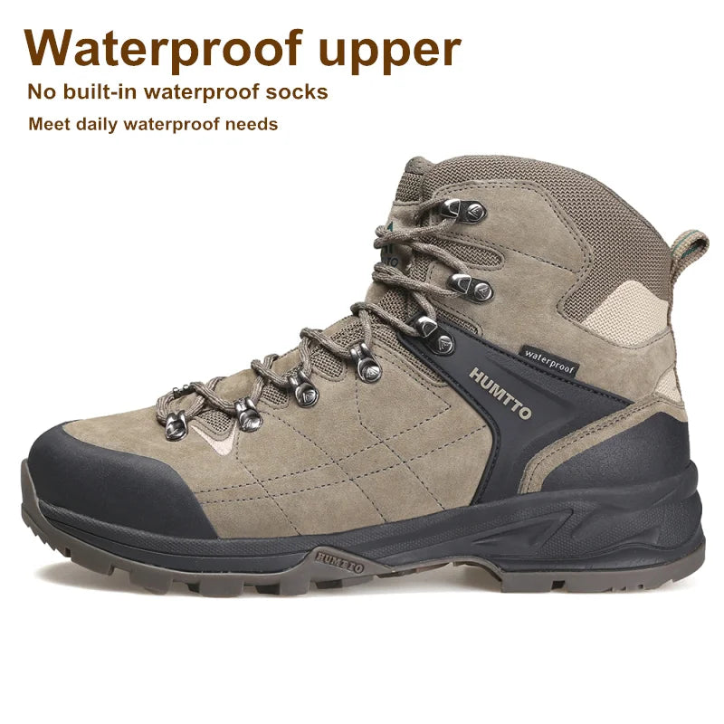HUMTTO Hiking Boots Leather Waterproof Sneakers for Men 2021 Sport Hunting Climbing Trekking Shoes Breathable Outdoor Mens Shoes