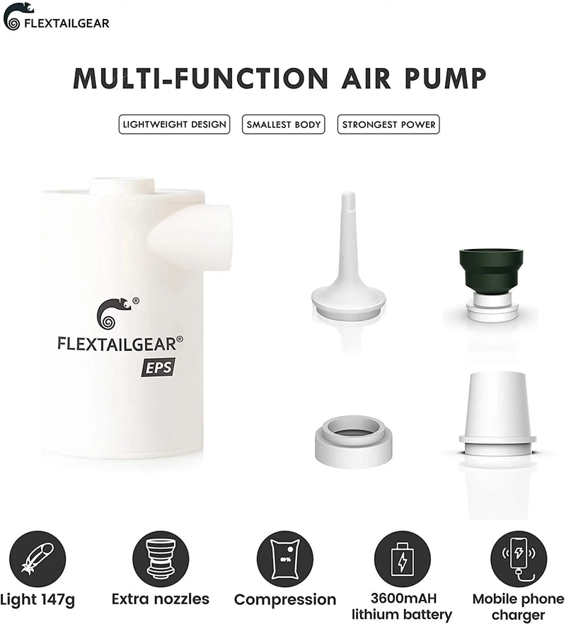 FLEXTAIL MAX PUMP EPS - Portable Air Pump Compressor Inflator Quick Inflate Deflate for Hiking/Camping/Air Mattress/Float