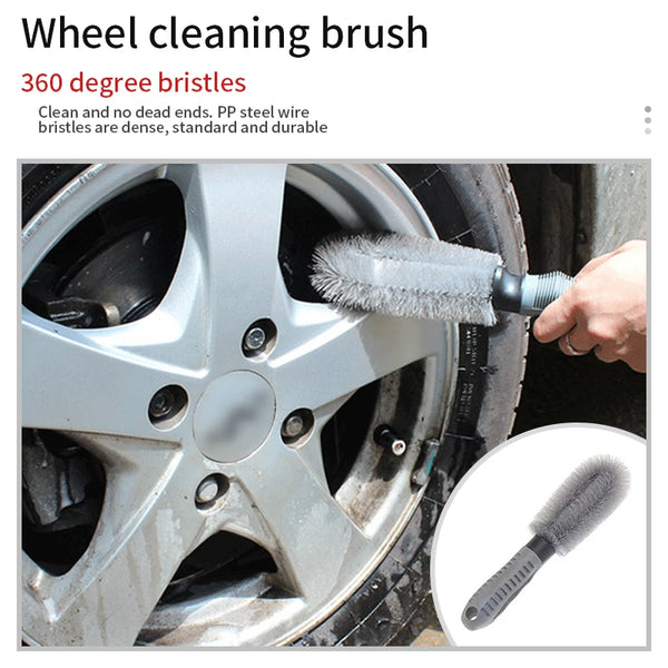 SEAMETAL 2PCS Car Detailing Tyre Wash Brush Auto Wheel Tire Rim Mud Brushes Set Wet Dry Use for Wash Tools Car Accessories