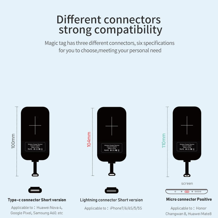 Type C Wireless Charging Receiver, Nillkin Magic Tag USB C Qi Wireless Charger Receiver Chip for Google Pixel 2 XL OnePlus 7/7+