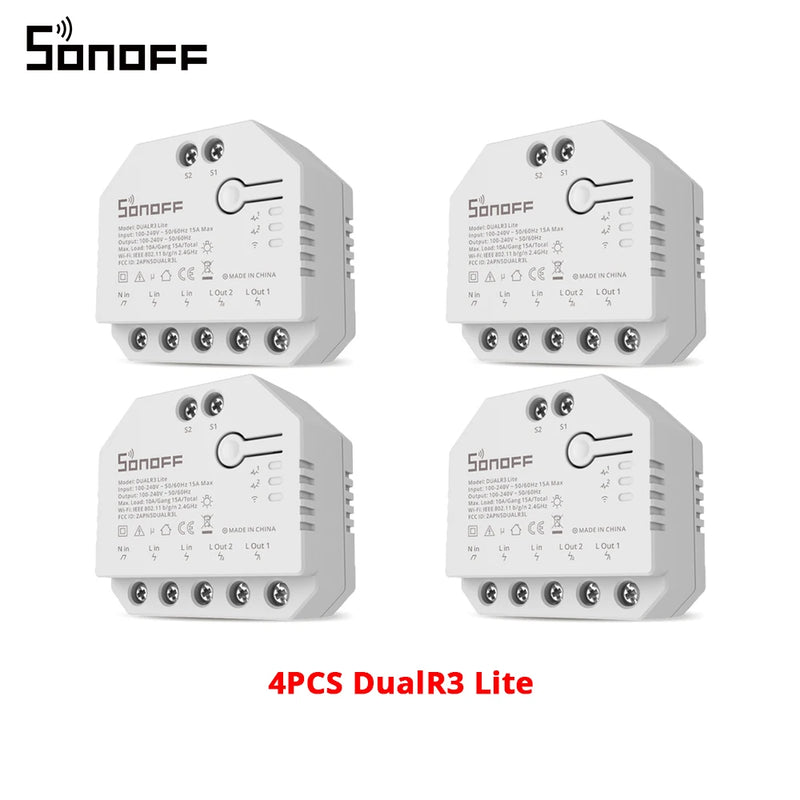 SONOFF DUALR3 Lite Dual Relay Module DIY MINI Smart WiFi Switch 1-5PCS 2-Way Control Timing via eWeLink Alexa Google Smart Home