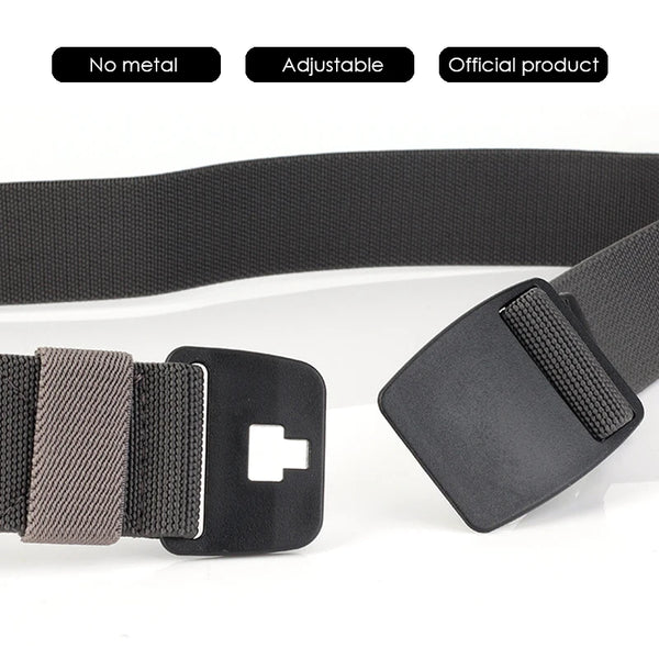 Metal-Free Stretch Belt High Quality Hard Nylon Quick Release Buckle Airport Working Belt Strong Nylon Unisex Elastic Belt Men