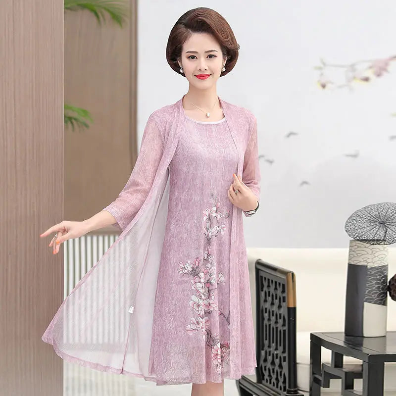 ឈុតរ៉ូបរដូវក្តៅ 2 ដុំ ធ្វើពីកប្បាស លីនីន សម្រាប់ស្ត្រី ទំហំ 3XL 4XL 5XL រ៉ូបមីឌី សម្រាប់ពិធីជប់លៀង រ៉ូបបែបវីនថេច ឆើតឆាយ